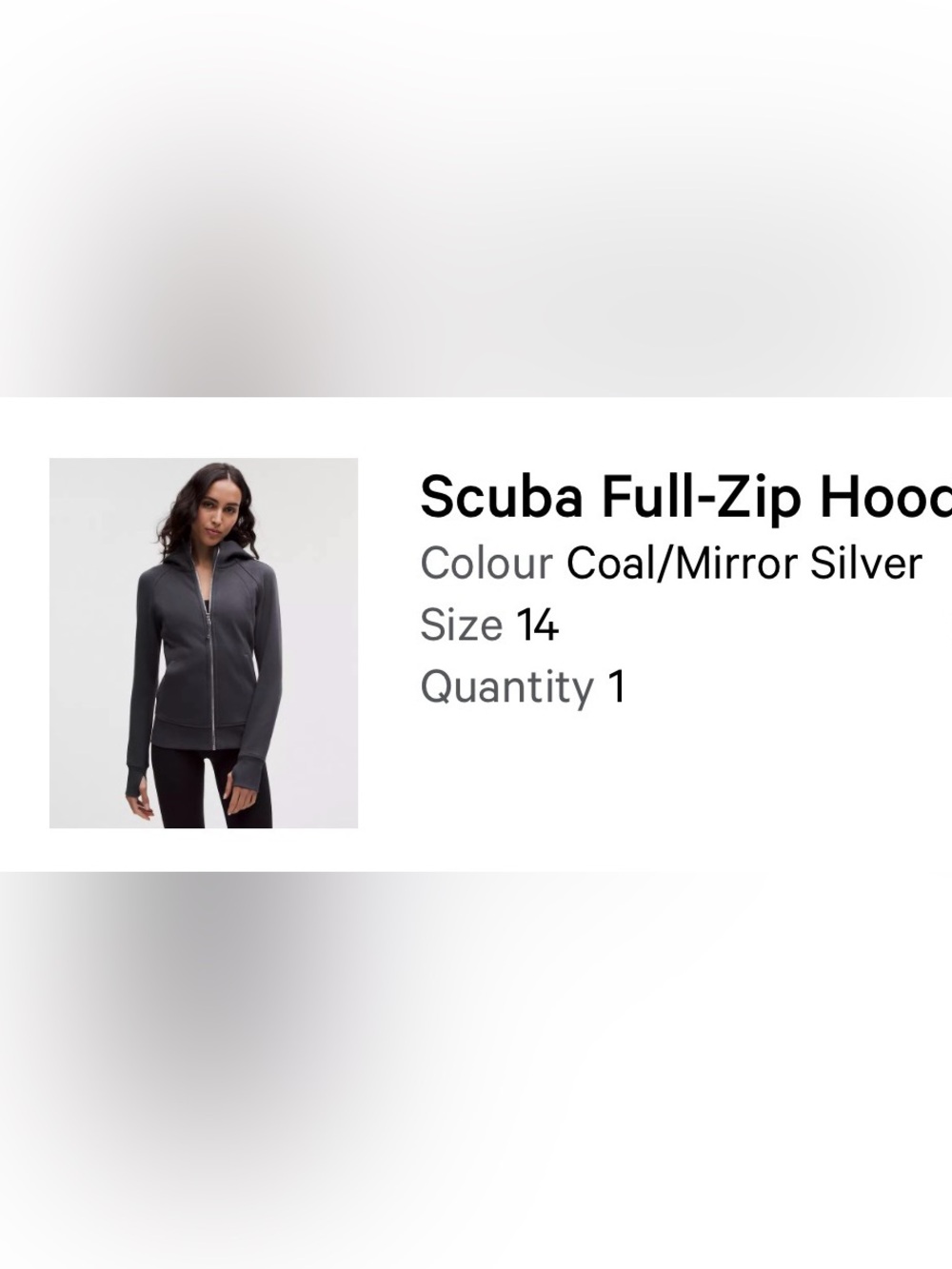 Lululemon Scuba Full-zip Hoodie Coal/Mirror Silver Size 14 EUC retired